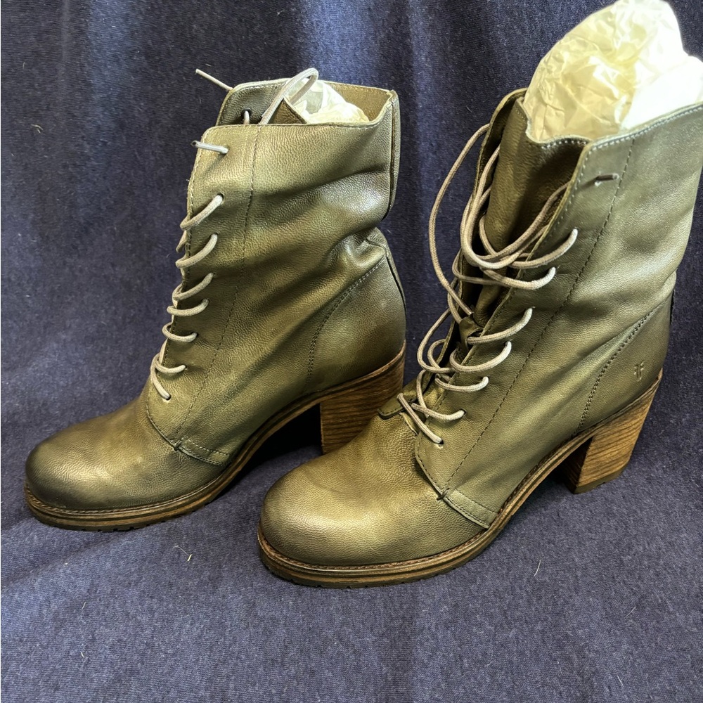 Frye Karen Combat Boots Gray Size 8.5 - Picture 2 of 7